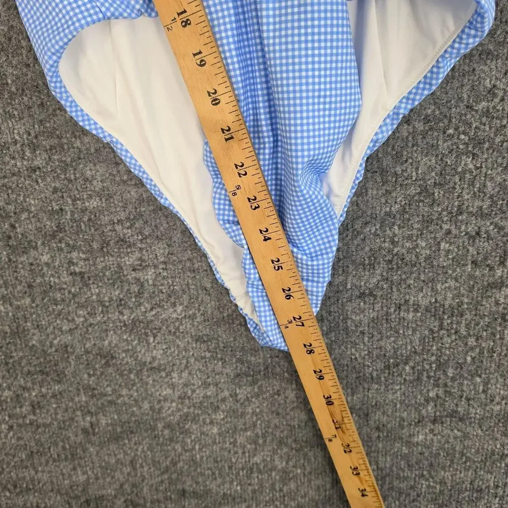 Frankies Bikinis x Pink Swimsuit Large Hampton Gingham Blue One Piece Pool Cute